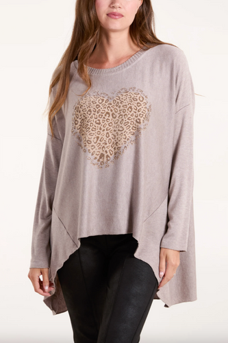 Leopard Heart Jumper (Mocha)