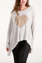 Load image into Gallery viewer, Leopard Heart Jumper (Stone)