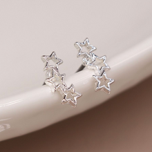 Load image into Gallery viewer, Silver Triangle and Triple Star Earrings