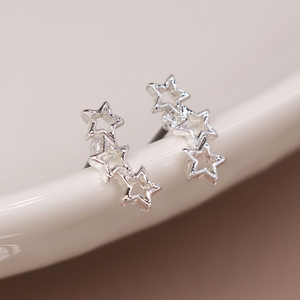 Silver Triangle and Triple Star Earrings