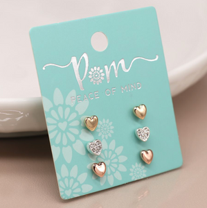 Triple Heart Studs