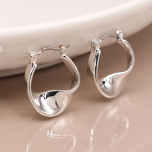 Load image into Gallery viewer, Silver Twisted Hoop Earrings