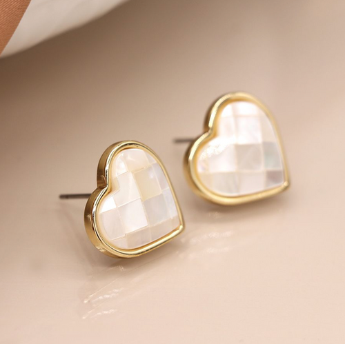 Golden Heart Shell Earrings