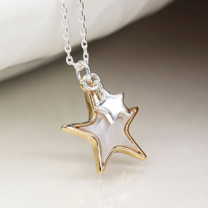 Gold & Silver Double Star Necklace