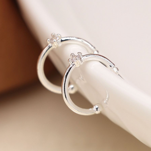 Silver Crystal Stud & Sleeper Hoop Earring Duo