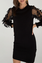 Load image into Gallery viewer, Leaf Mesh Sleeve Knitted Dress