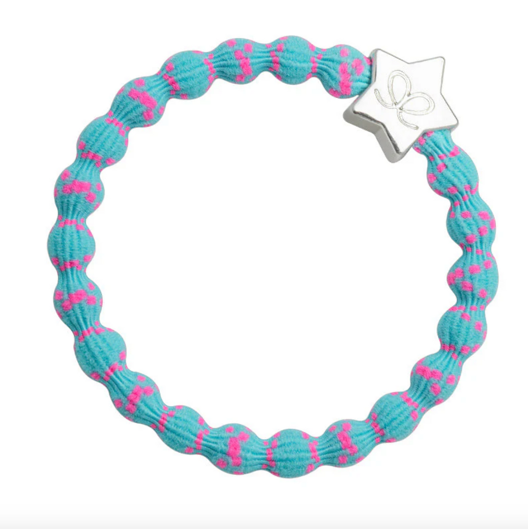 Bangle Band - Silver Star (Neon Pink & Blue)