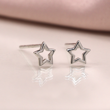 Load image into Gallery viewer, Open Star Stud Earrings (Sterling Silver)