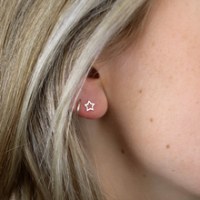 Load image into Gallery viewer, Open Star Stud Earrings (Sterling Silver)
