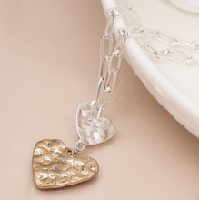 Load image into Gallery viewer, Silver Link Necklace Hearts Necklace