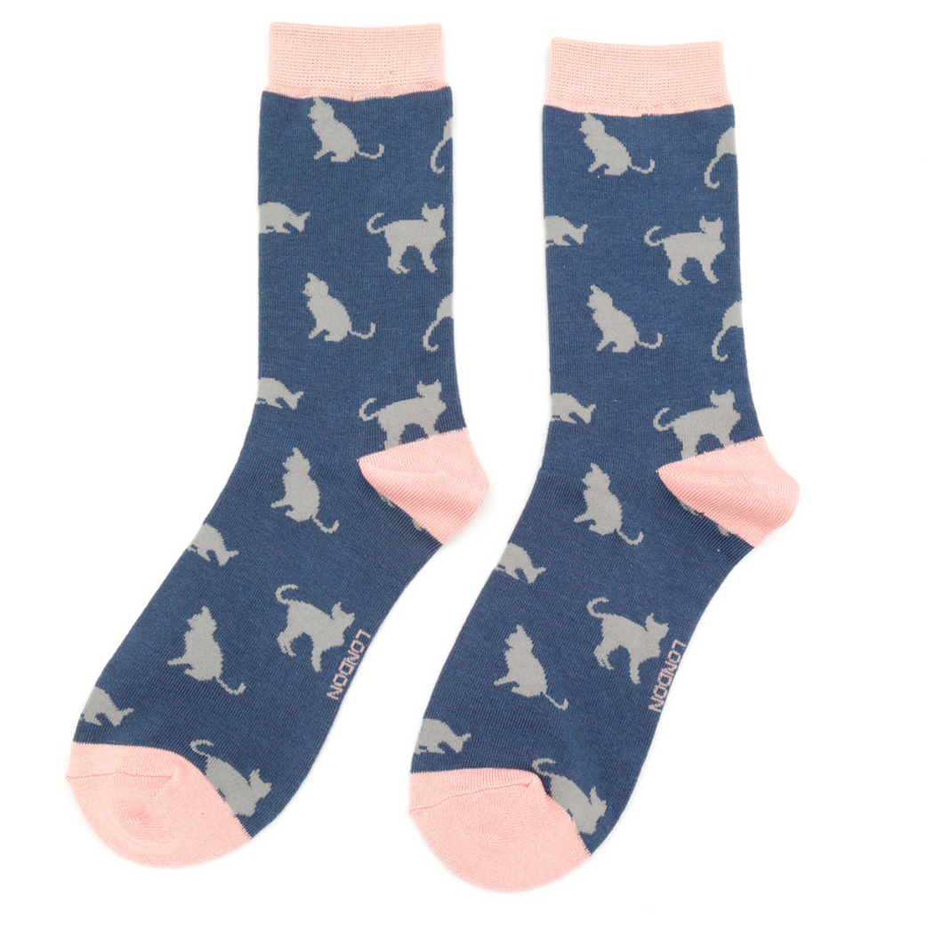 Socks - Cats (Navy)