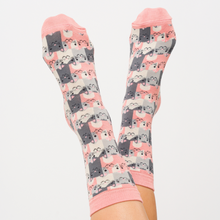 Load image into Gallery viewer, Socks - Happy Cats (Dusky Pink)