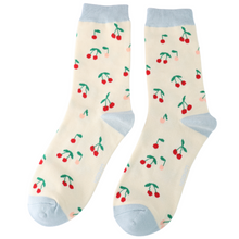 Load image into Gallery viewer, Socks - Mini Cherries (Cream)