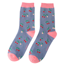 Load image into Gallery viewer, Socks - Mini Cherries (Denim)