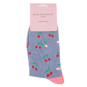 Socks - Mini Cherries (Denim)