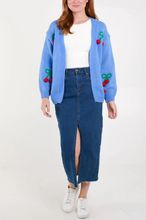 Load image into Gallery viewer, Cherry Embroidery Cardigan (Blue)