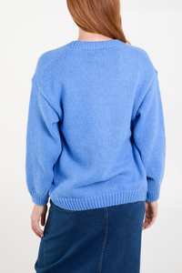 Cherry Embroidery Cardigan (Blue)