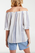 Load image into Gallery viewer, Striped Frill Sleeve Bardot Top