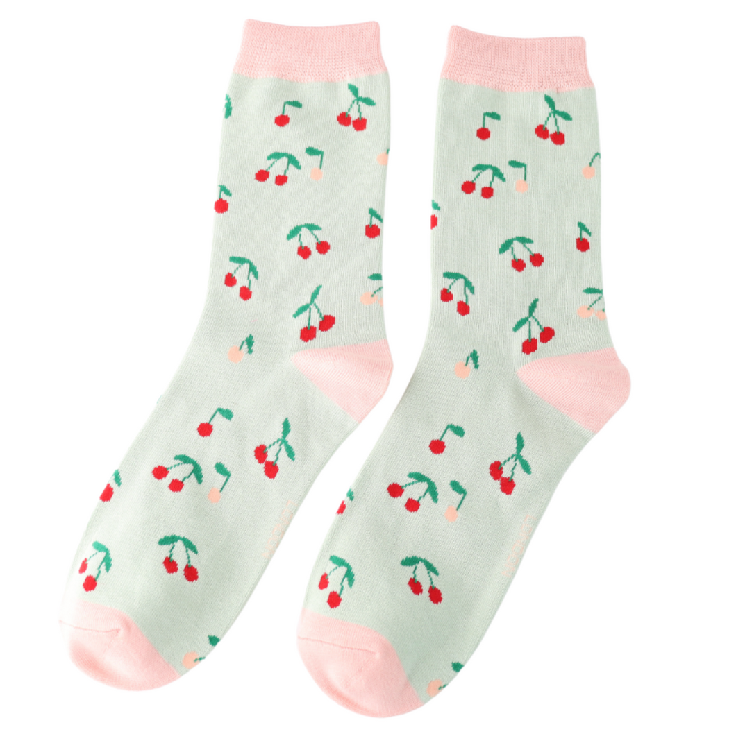 Socks - Mini Cherries (Mint)