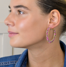 Load image into Gallery viewer, Beaded Hoop Earrings (Pink)
