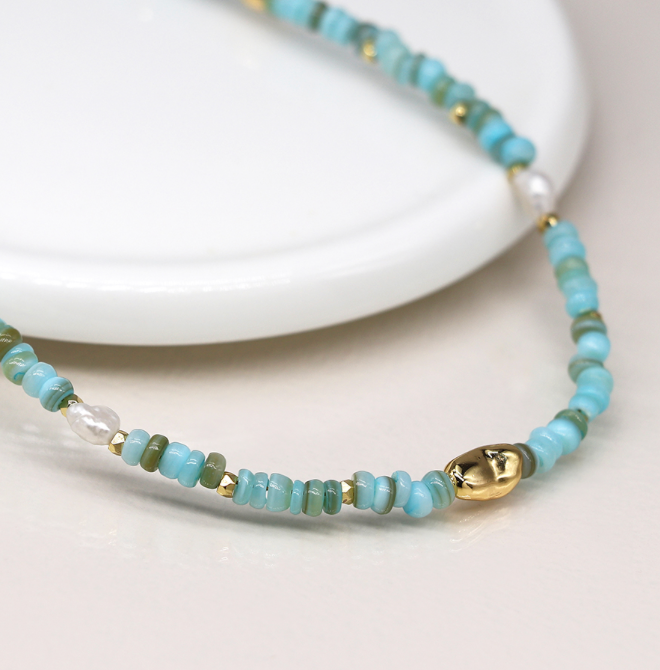 Beaded Necklace (Aqua)