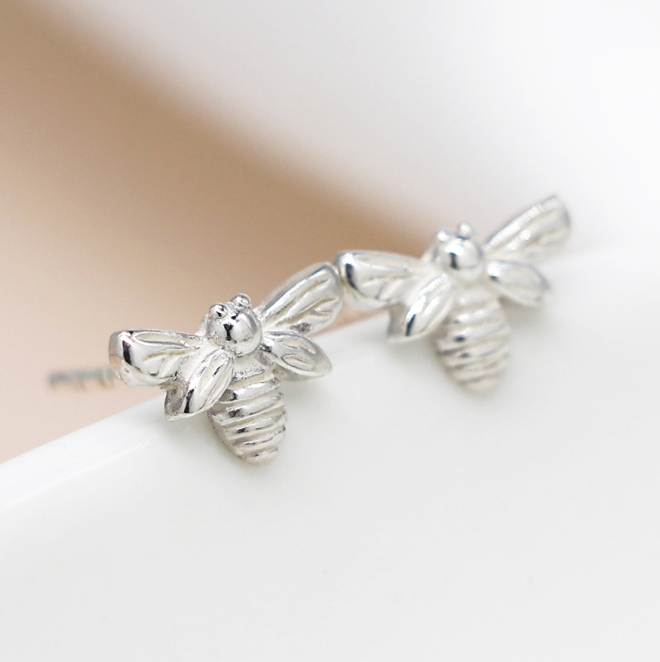 Bee Stud Earrings (Sterling Silver)