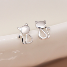 Load image into Gallery viewer, Cat Stud Earrings (Sterling Silver)