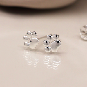 Paw Print Stud Earrings (Sterling Silver)
