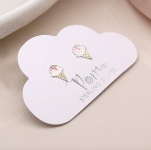Ice Cream Stud Earrings (Sterling Silver)