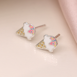Ice Cream Stud Earrings (Sterling Silver)