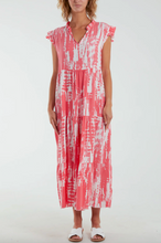 Load image into Gallery viewer, Frill Sleeve Tiered Dress (Coral)