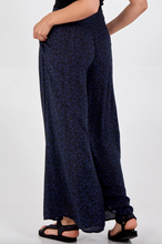Load image into Gallery viewer, Leopard Print Ruched Waist Wide Leg Trousers (Navy)