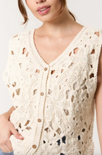 Load image into Gallery viewer, Floral Crochet Vest (Stone)