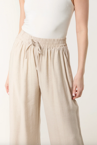 Diamanté Embellished Wide Leg Trousers (Stone)