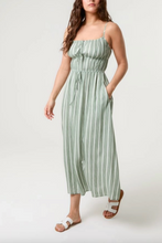 Load image into Gallery viewer, Pinstripe Double Tie Cami Dress (Light Khaki)