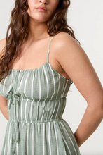 Load image into Gallery viewer, Pinstripe Double Tie Cami Dress (Light Khaki)