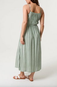 Pinstripe Double Tie Cami Dress (Light Khaki)