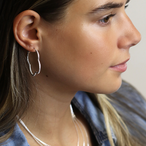 Silver Crystal Quatrefoil Hoops