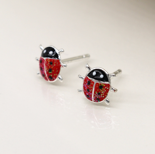 Ladybird Stud Earrings (Sterling Silver)
