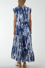 Load image into Gallery viewer, Frill Sleeve Tiered Dress (Navy)