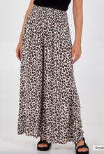 Load image into Gallery viewer, Leopard Print Ruched Waist Wide Leg Trousers (Blush)