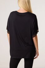 Load image into Gallery viewer, Diamante Leopard Sleeve T-Shirt