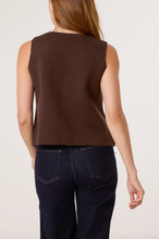 Load image into Gallery viewer, Gold Button Knitted Waistcoat (Brown)