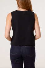 Load image into Gallery viewer, Gold Button Knitted Waistcoat (Black)