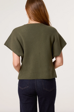 Load image into Gallery viewer, Gold Button V-Neck Cardigan (Khaki)