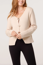 Load image into Gallery viewer, Gold Button Cardigan (Beige)