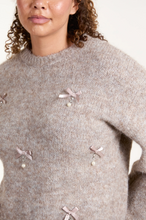Load image into Gallery viewer, Pearl &amp; Diamante Bow Knit Jumper