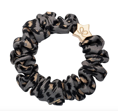 Silk Scrunchie - Gold Star (Grey Leopard)