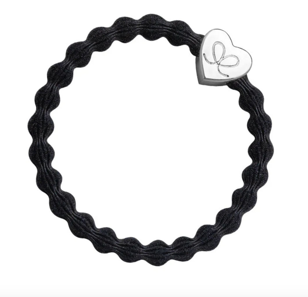 Bangle Band - Silver Heart (Black)