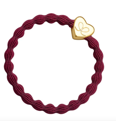Bangle Band - Gold Heart (Burgundy Red)